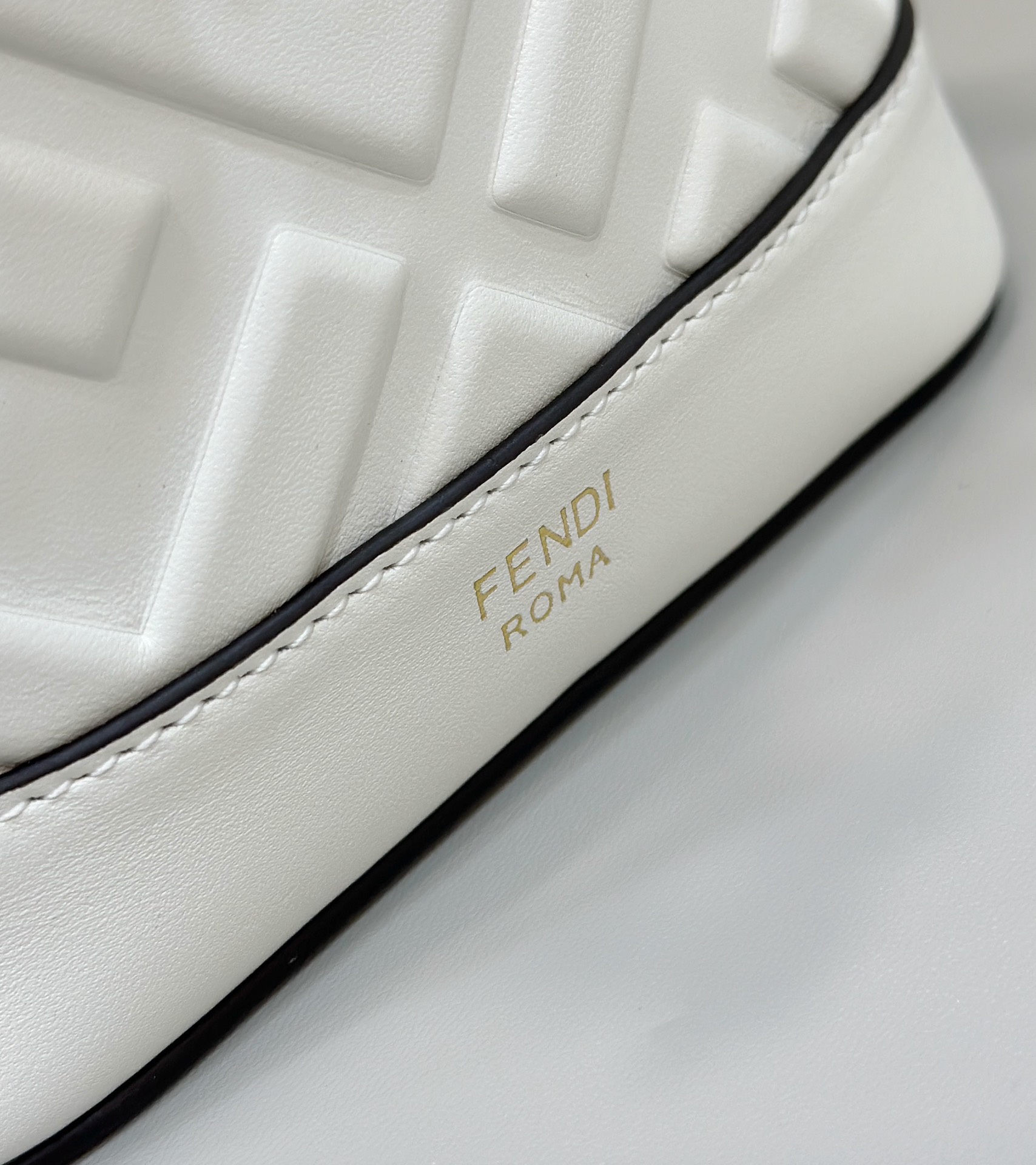 Fendi Mini Mon Tresor FF Leather Shoulder Bag White